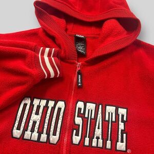 Vintage Starter‎ Red Ohio State Fleece Hooded Jacket Mens Large Varsity Stripe